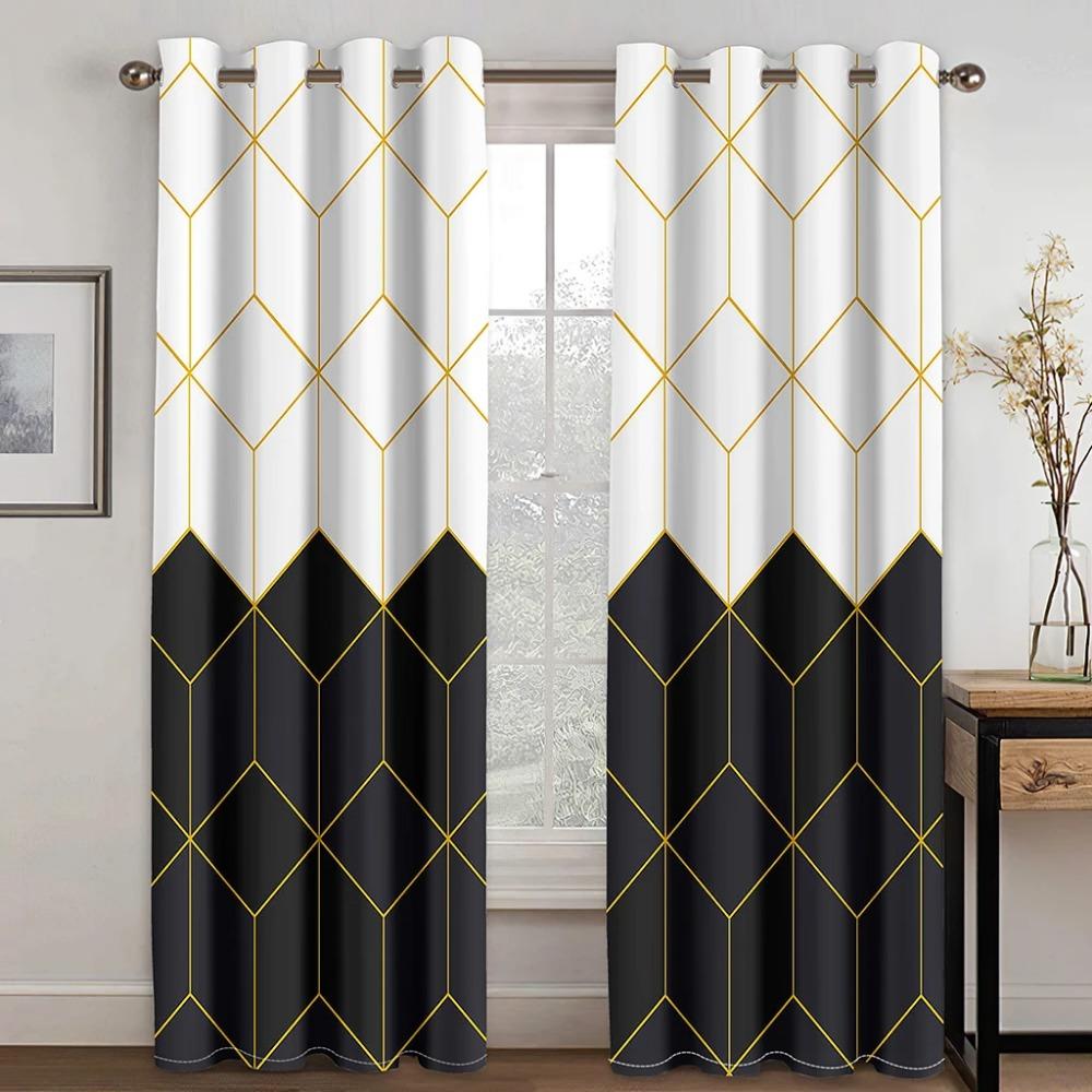 Luxury Color Gold Texture Curtains Dali Texture Semi Blackout Curtains 2 Panels Modern Home Living Room Bedroom Decor Curtains