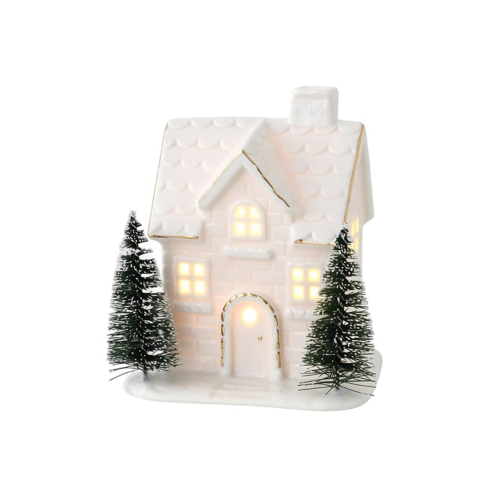 Ceramic Christmas Tree Decor with Warm Glowing Light - Festive Tabletop Ornament for Holiday Home Decor