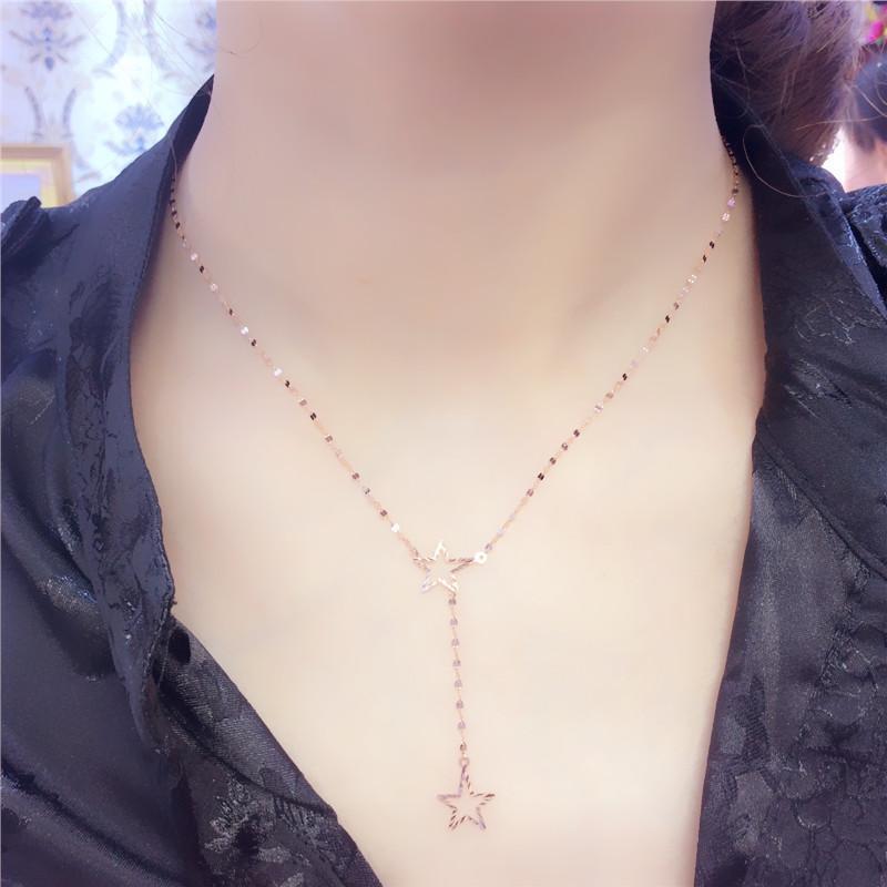 Purple Gold Pentagram Plated Rose Gold Simple Temperament Niche Design Color Gold Collarbone Chain