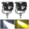 KAWELL 20W Motorcycle Fog Lights, Work Lights, LED Fog Lights, Dual-Color Switching, Integrated Low and High Beam, Ultra-Bright, IP68 Waterproof, Univ