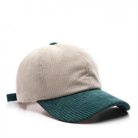 Men Casual Corduroy Baseball Cap Adjustable Strap Two Toned Trucker Hat Summer