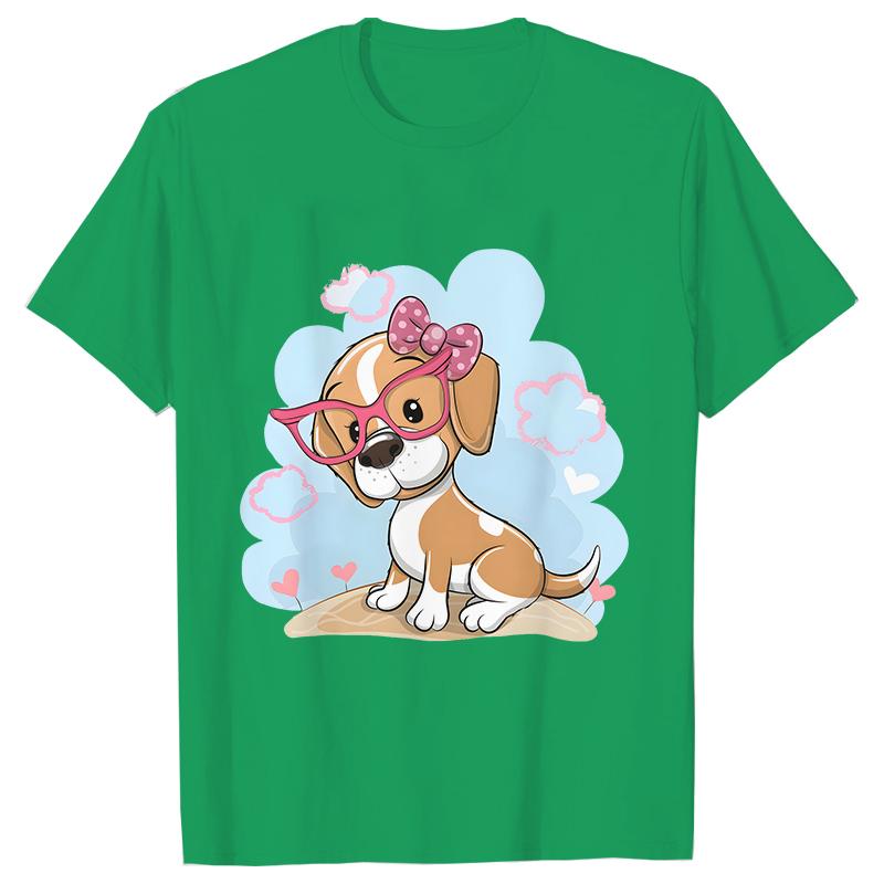 Kawaii Dog Print Women T Shirt Harajuku Ulzzang Fashion Streetwear Tees Cute Funny T-Shirts Graphic Y2k Tops Aesthetic Clothes