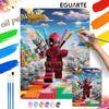 Disney Oil Painting DIY Digital Painting Deadpool Superhero and Building Block Adventure Wall Art for Living Room Entryway.