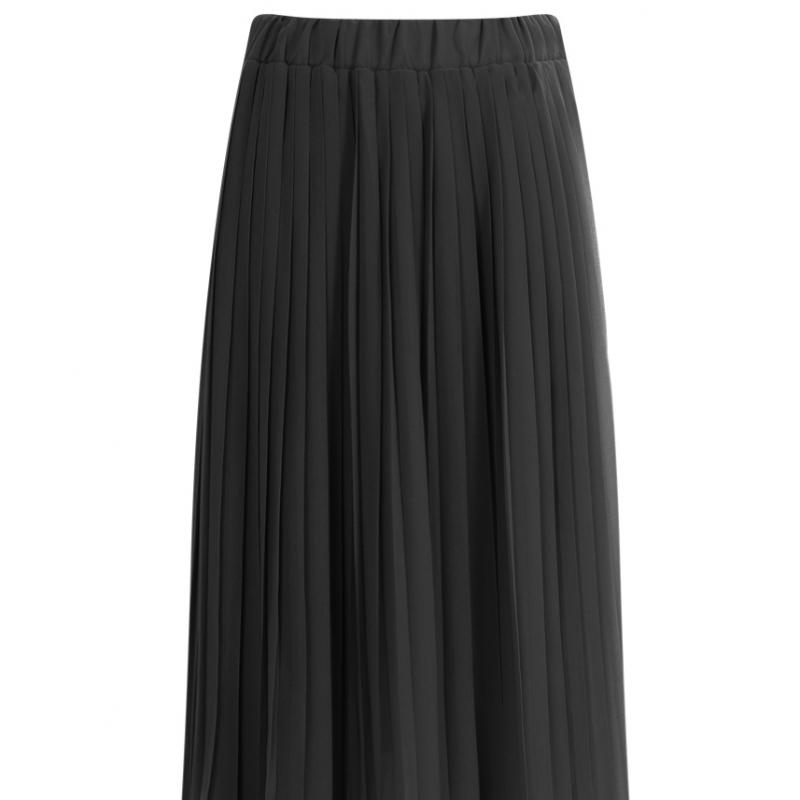 Shop   Women Pleated Banding Long Skirt Blue Pic Wsk 11816