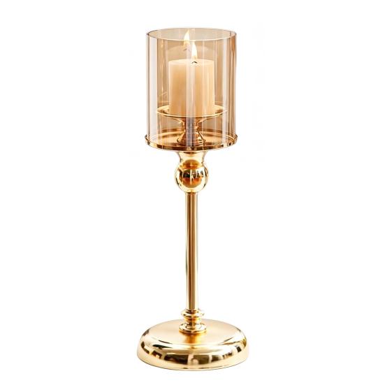 Jijijing Glass Candle Holder, European Style Pillar Metal Tall Candlestick for Candles And Tealights, Romantic Table Centerpiece Wedding Party