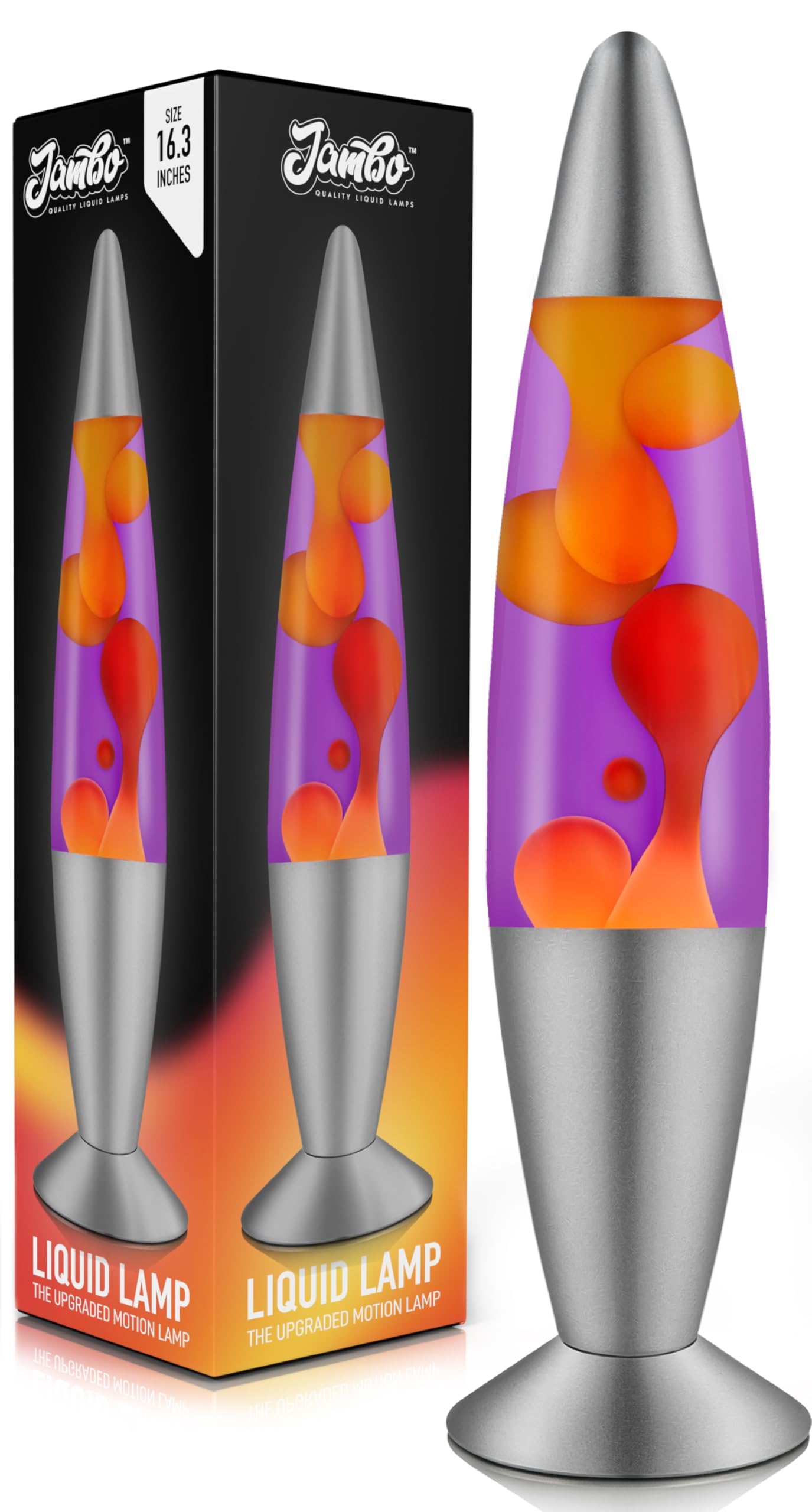 

Джамбо 16-дюймовая жидкостная лампа с желто-оранжевым воском и фиолетовой жидкостью, красивая лампа с текущим лавообразным воском, развлечение для взрослых и детей