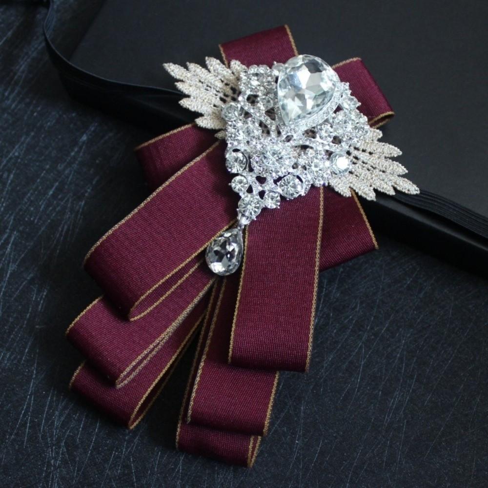 British Style Rhinestone Collar Flower Adjustable Men's Suit Accessory Gentleman's Bow Tie Wedding
