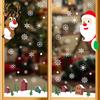 Holiday Party Supplies 4Pcs Christmas Santa Claus & Reindeer Static Window Clings with Snowflake, PVC Removable Decals, Stickers Reusable Glass