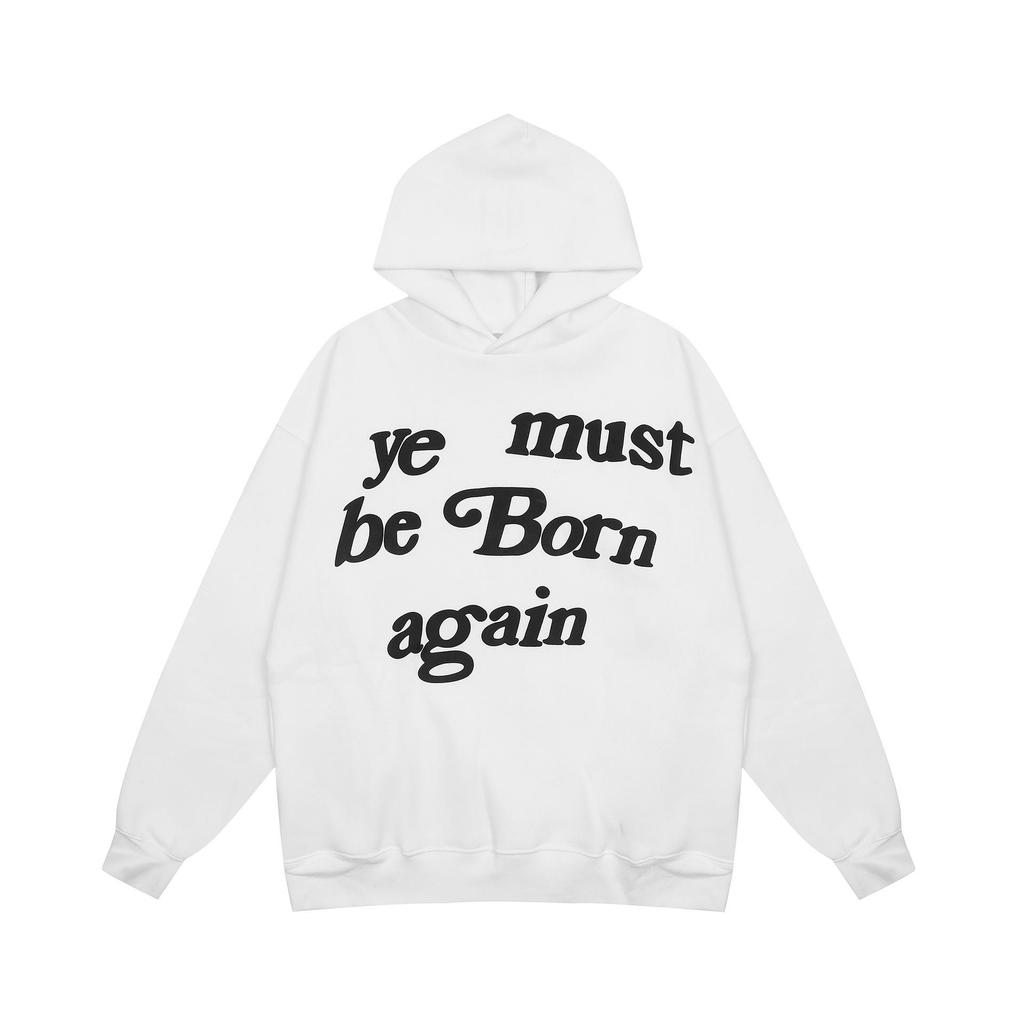 Kanye Style 'Ye Must Be Born Again' Foam Letter Velvet Hoodie
