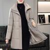 Middle Age Woman Winter Long Faux Sheepskin Coats Elegant Thick Warm Winter Parkas Female Leather Jacket