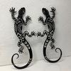 Metallgecko Wandkunst Set aus 2 Stück Robuste Innenwanddekoration mit Handwerkskunst, Modernes Metall-Wandbehang für Wohnzimmer & Schlafzimmer