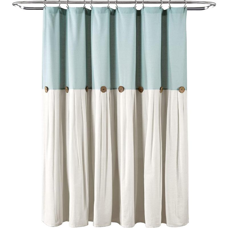Shower Curtain, Linen Button Design, Chic Bathroom Decor ( 72" X 84")