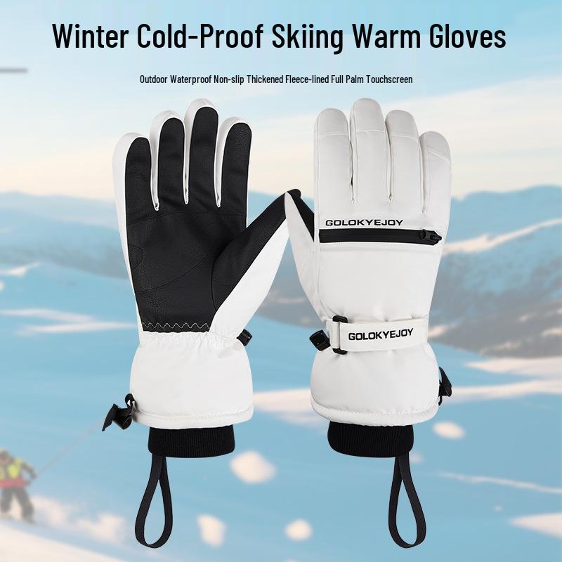 Waterproof Winter Ski Gloves for Men & Women, Touch Screen Compatible, Thickened Plush for Cycling & Motorcycling