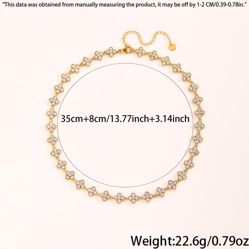 Colorful Diamond Four-Leaf Clover Jewelry Set - Necklace, Bracelet & Earrings for Women