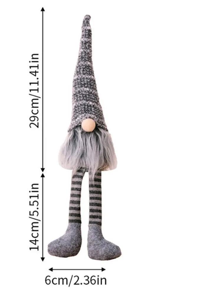 Skandinavisches Regaldeko Wichtel, Graue Farbe, 42 cm Höhe, 9 cm Breite, 9 cm Länge, Stoffmaterial, Beschwerte Füllung, Gestrickt