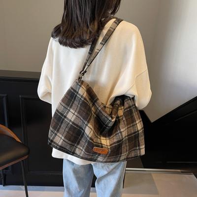 Borsa a Spalla in Lana Grande Capacità Stile College Borsa Tote