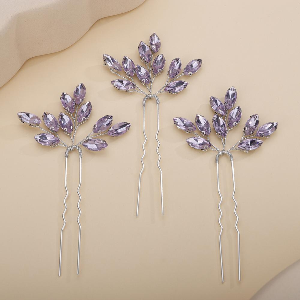 13Colors Fashion Rhinestone Bridal Hairpins 3PCS Headpiece for Wedding Hair Accessories Handmade Vintage Party Tiaras Headdress