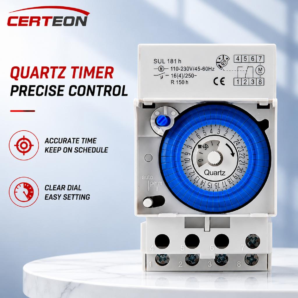 SUL181H Mechanical Timer Switch 24H DIN Rail Time Controller 110-230V AC for Street Light Factory Equipment3