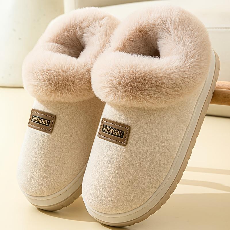 [Cozy Fleece Slippers] Men's & Women's Cozy Fleece Slippers with Thick Sole - Warm Winter Indoor/Outdoor House Shoes, Slip-On Design, Plush Lining