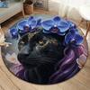 Animalswearingflowers Round Area Rug,Carpet Rug for Living Room Bedroom Sofa Playroom Decor,Non slip Floor Mat