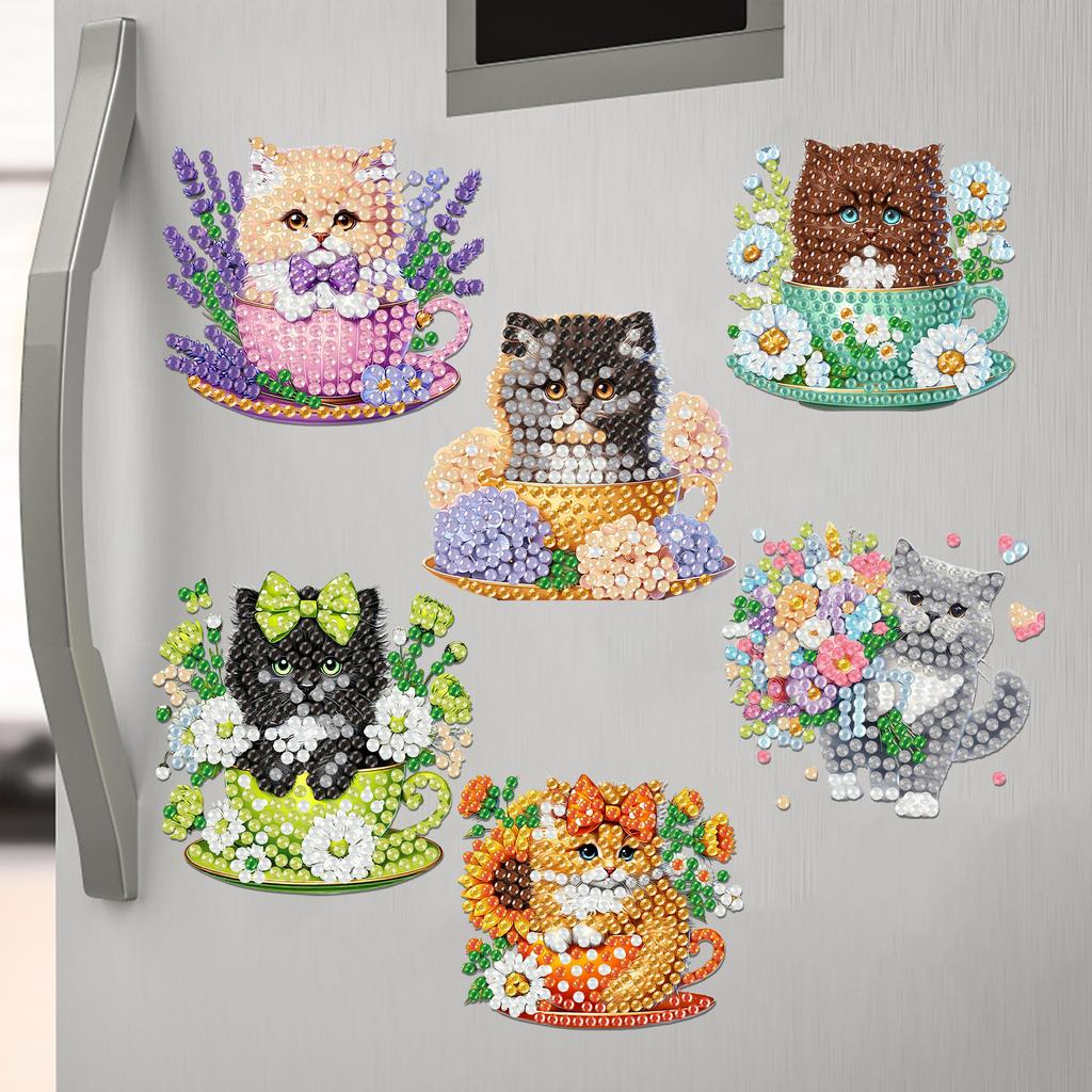 20Pcs Animal DIY Magnetic Diamond Art Decor Diamond Art Stickers Refrigerator Painting Kits for Adults DIY Home Decors
