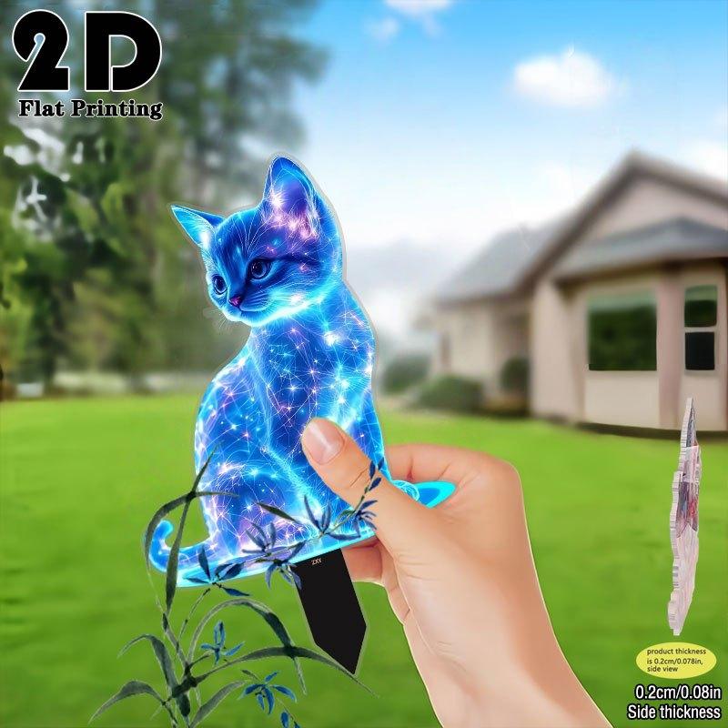 1PC Charming Art Blue Starlit Sky Cat 2D Acrylic Garden Floor Socket Waterproof for Home Courtyard Outdoor Festival Decoration
