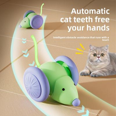 Evcil Hayvan Oyuncakları Elektrikli Akıllı Kedi ve Fare Araba Kendi Kendine Eğlenceli Kedi Oyuncakları Koşan Spor Araba Kedi Oyuncakları
