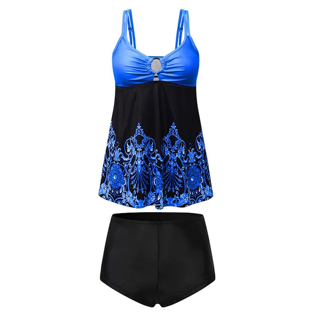 Damen-Badeanzug mit bedrucktem Panel, geteilt, flacher Winkel, großer Dreess-Badeanzug