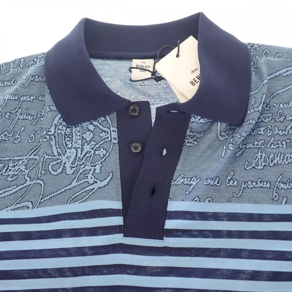 Berluti R19JPS44-002 S Koszulka polo niebieska bawełniana męska