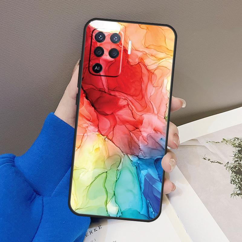 Beachy Pastel Abstract Painting Case For Oppo A76 A16 A96 A17 A18 A60 A80 A40 A38 A58 A78 A98 A94 A74 A54 A15 A57 A77 A5 Pro