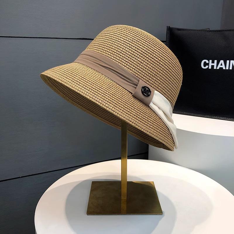Straw Hat Women's Summer Travel Seaside Foreign Style Top Hat British Sunshade Sun Protection M Standard Fisherman Sun Hat