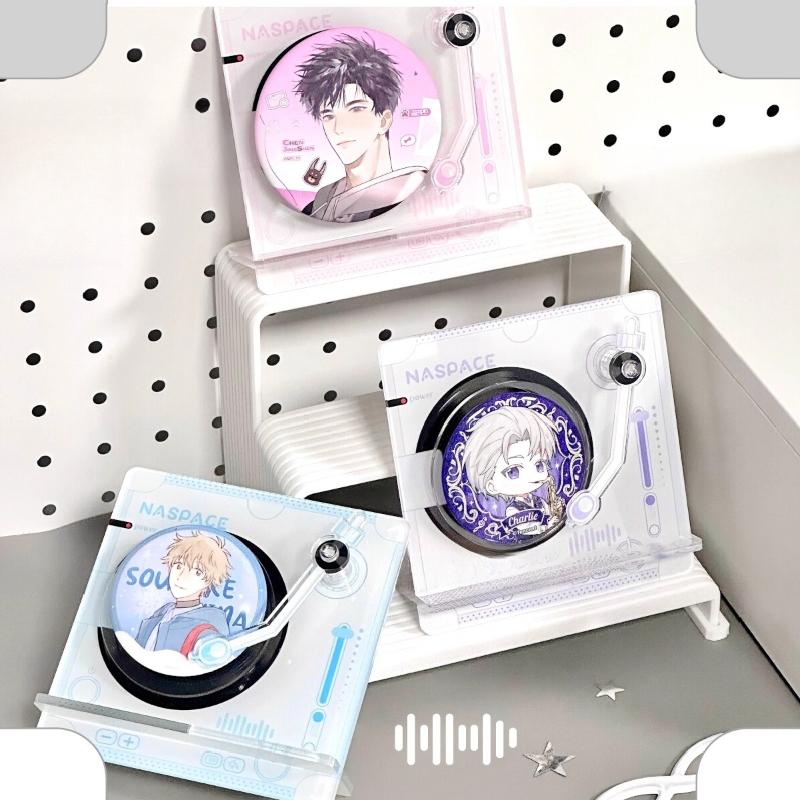 Rotating CD Record Acrylic Badge Ornaments for Anime Character 65mm Badge Pin Display Protective Case Creative Figurines 2025