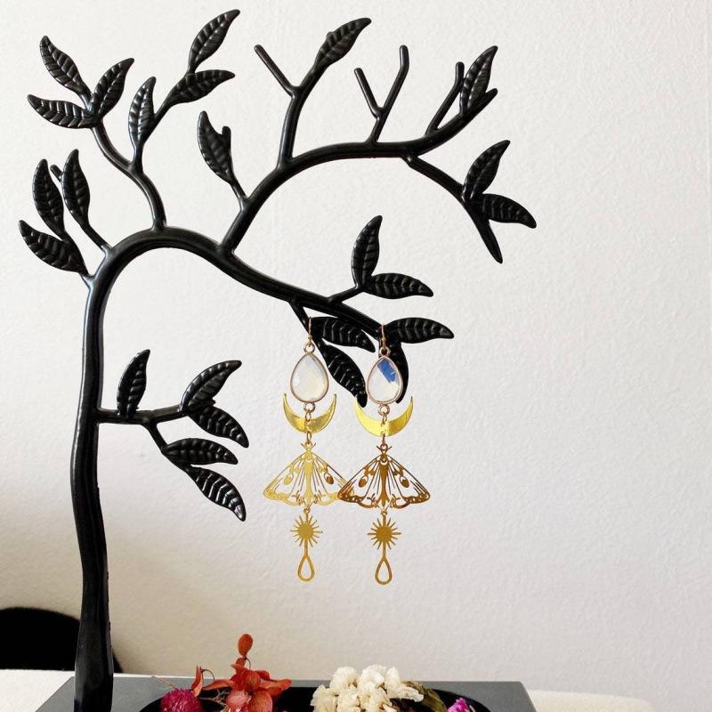 Bohemian Handmade Gold Butterfly Earrings - Long Dangle Style