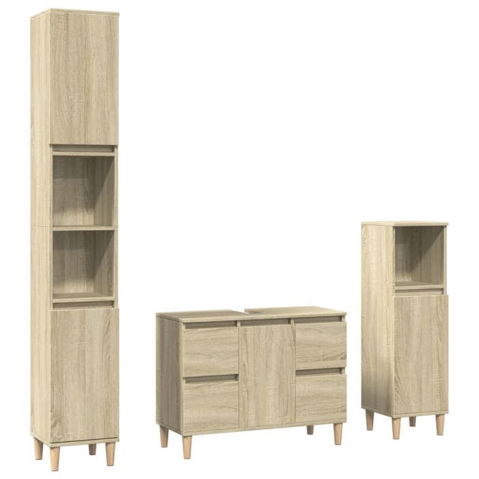 VidaXL 3-piece Bathroom Furniture Set Sonoma Oak, Bathroom Cabinet, Bathroom Cupboard, Furniture 3307671