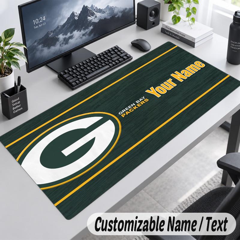 Green Bay Packers Personalized Large Mouse Pad Custom Name Text Extended Desk Mat Gaming Mousepad