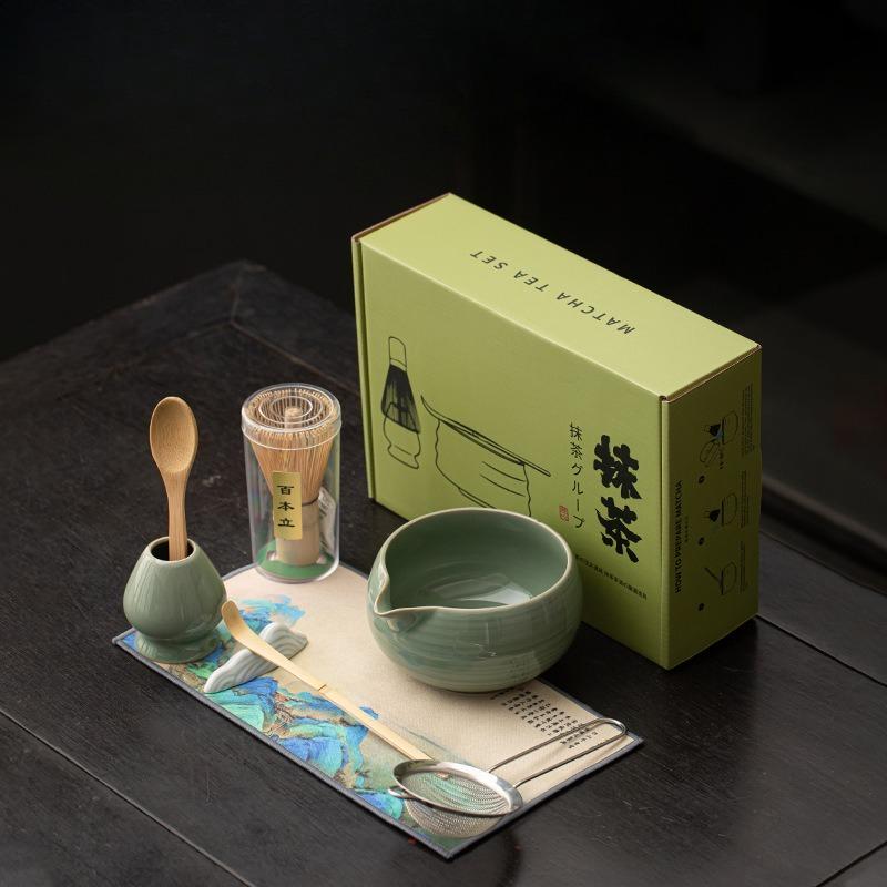 8PCS/SET Matcha Whisk Stand Tea Ceremony Matcha Bowl Bamboo Whisk Grinder Brushes Tea Tools Holder Tea Accessories Teaware Gift