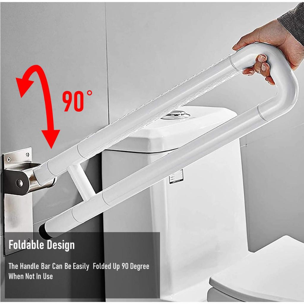 304 Stainless Steel Bathroom Safety Folding Grab Bar Toilet Safety Handle Bar 60*8*20CM