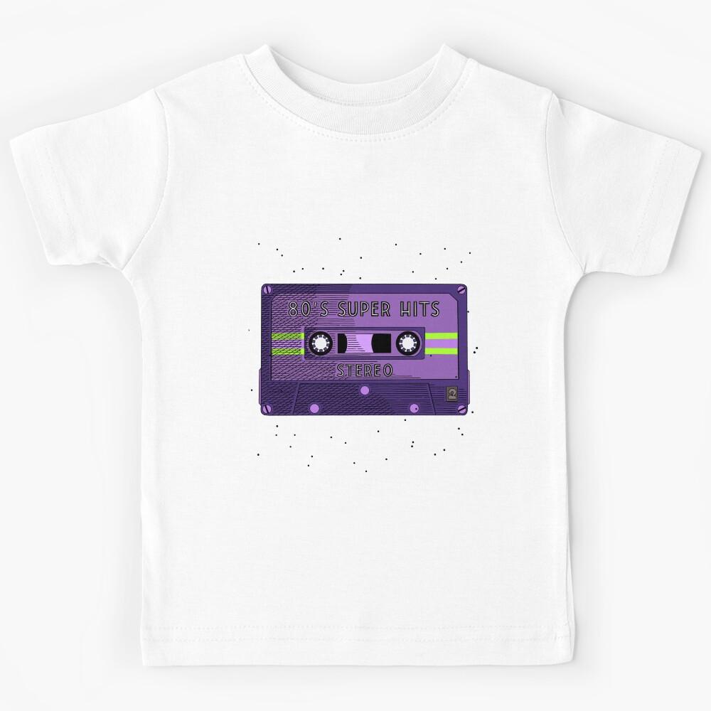 Purple Cassette Tape with 80s Super Hits Kids T-Shirt 130