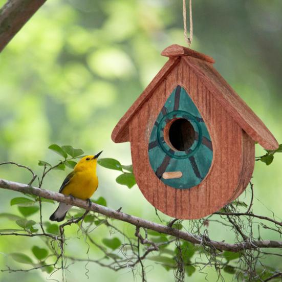 Ahşap Askılı Kuş Evi El Yapımı Bir Çerçeve Kuş Evi Açık Hava Bahçe Dekoru Çalıkuşları Chickadees Sinek Kuşları için Kuş Evi