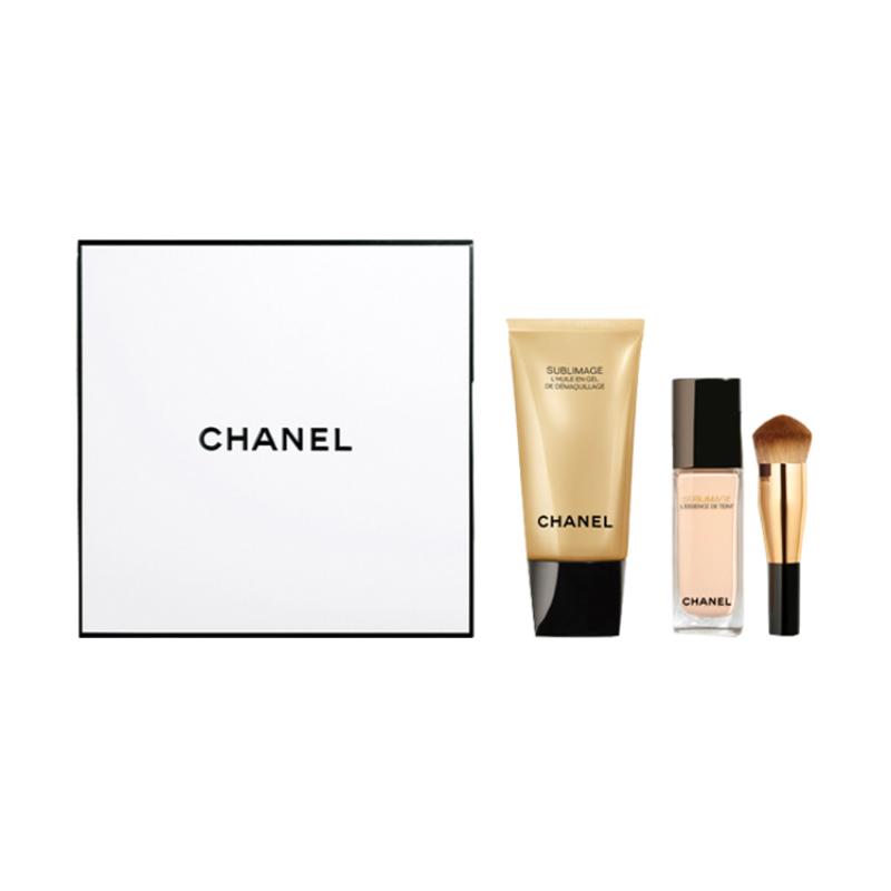 

Chanel Sublimage L huile-en-gel De Demaquillage and Sublimage L essence De Teint With Foundation Brush Cleansing Gel+Foundation BD01+Brush