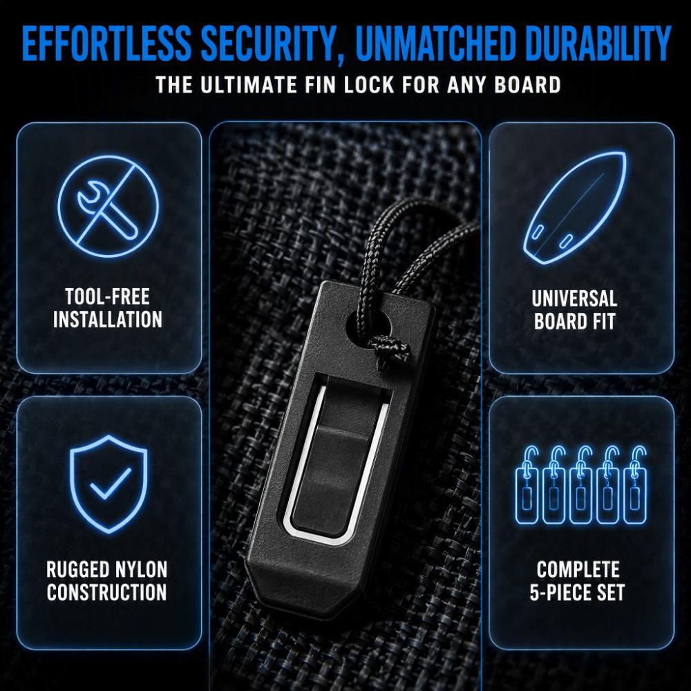 5Pcs Black Surfboard Fin Clips Nylon Material Surfboard Tail Clip Inflatable Sup Use