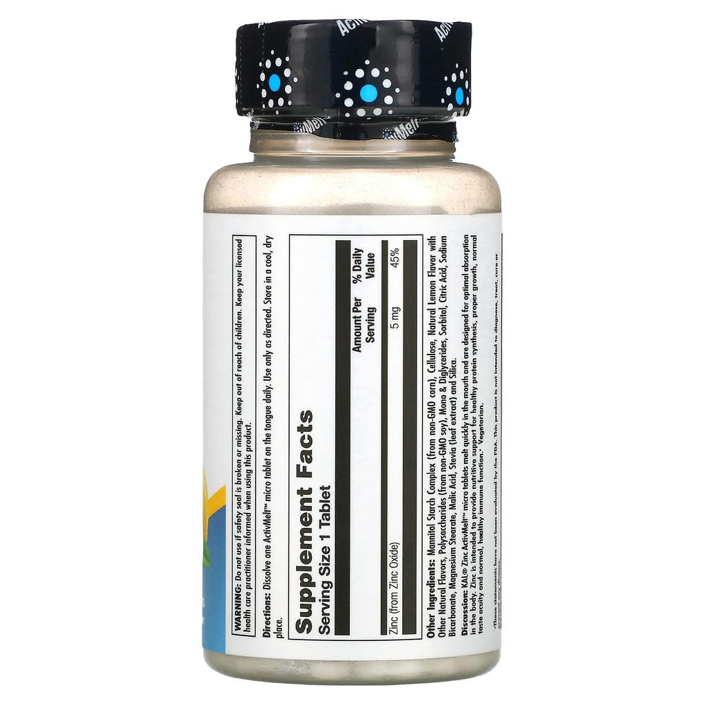 KAL, zinc, sweet lemon, 5mg, 60 microtablets