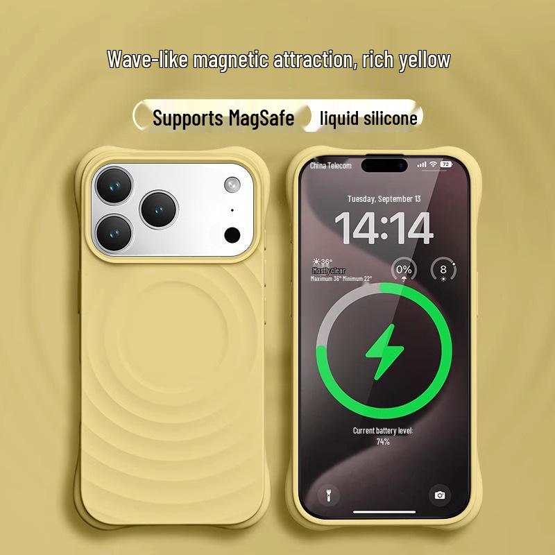 New Liquid Silicone Case for iPhone 17 Pro Max, iPhone 16, 15 - Magnetic Wave Pattern, Protective Cover.