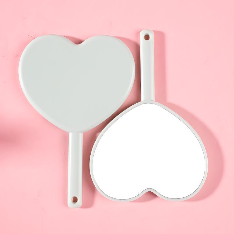 Heart-Shaped Mini Handheld HD Mirror with Custom Logo Capability - Plastic Design Makeup Accessory