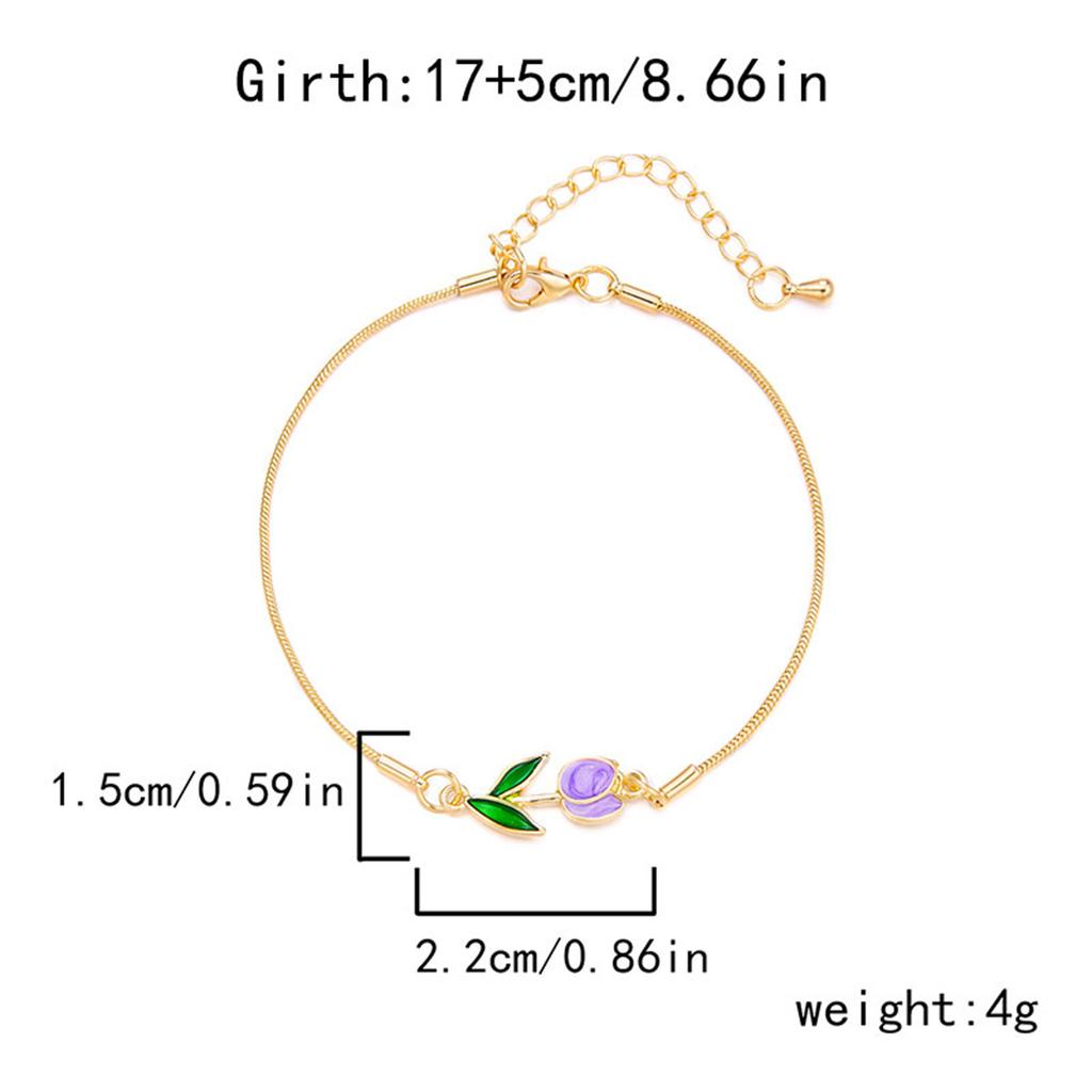 Koreanische Leichte Luxus Tulpenblumen Armbänder Für Frauen Elegante Bunte Emaille Florale Handgelenkketten Armband Hochzeit Party Schmuck