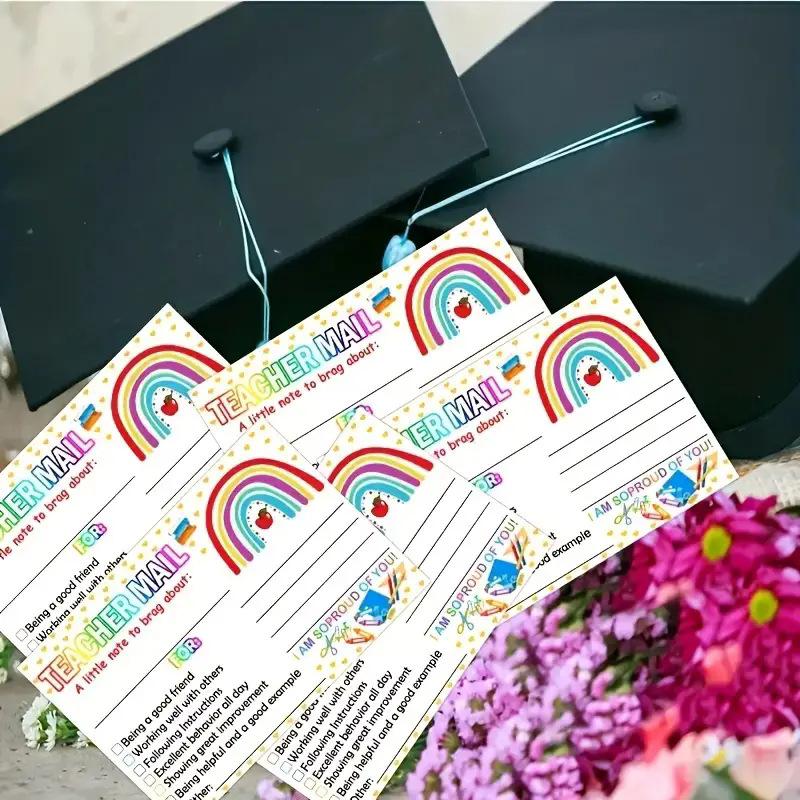 50pcs Rainbow Teacher Incentive Cards - Positive Behavior Motivation Notes for Students - Classroom Rewards