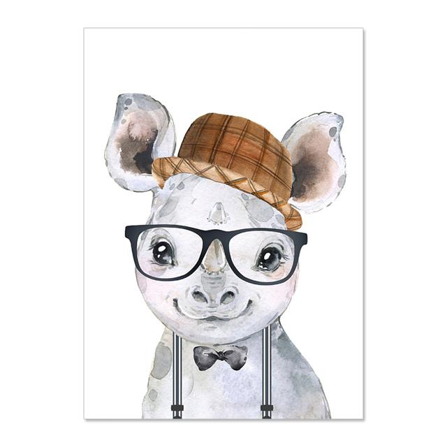 Cartoon Funny Animal Elephant Tiger Monkey Baby Posters And Prints Wall Art Canvas Painting Wall Pictures Kids Room Décor No Frame