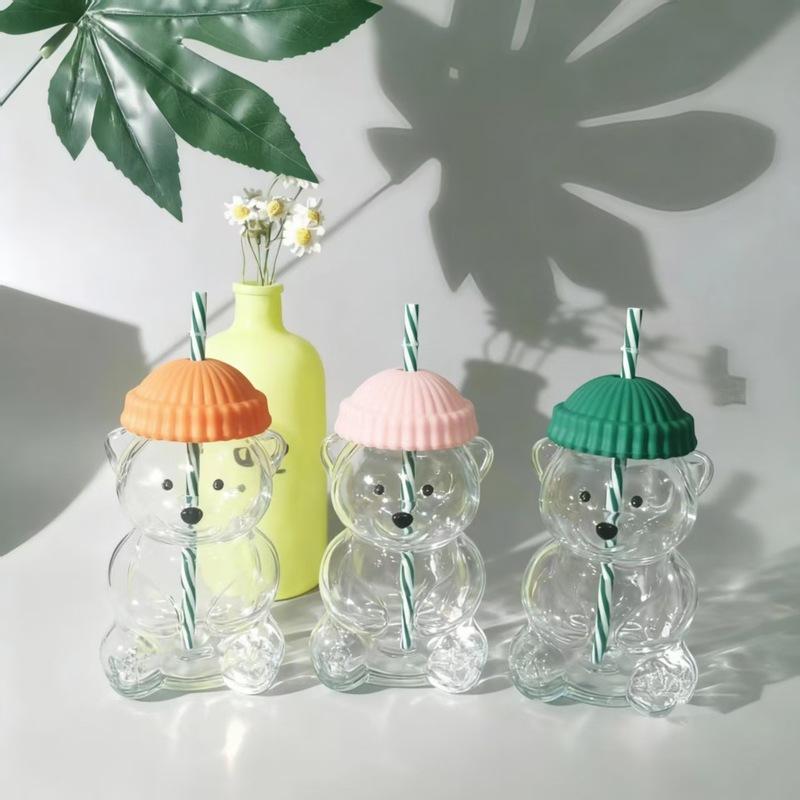 Decorațiune An Nou Urs Formă Cadou Crăciun Cupă Sticlă Cu Pahar Bău Cana de Cafea Desene Animate Drăguțe Creativă Sticlă Cupă Suc Ceai Veselă