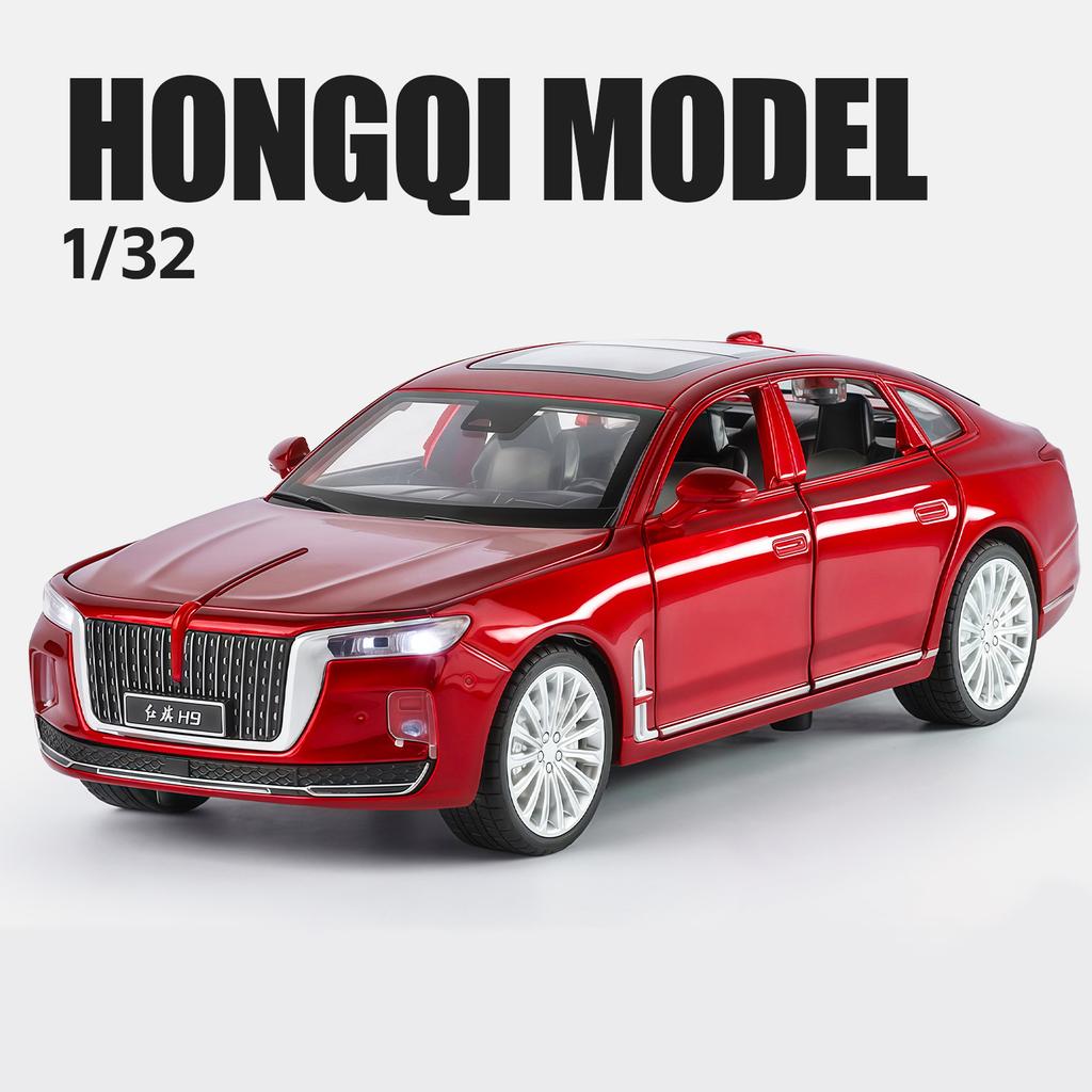 1/32 Hong Qi H9 Alloy Car Model Diecasts Luxy Vehicles Metal Car Model High Simulation Sound Light Collection Childrens Toy Gift