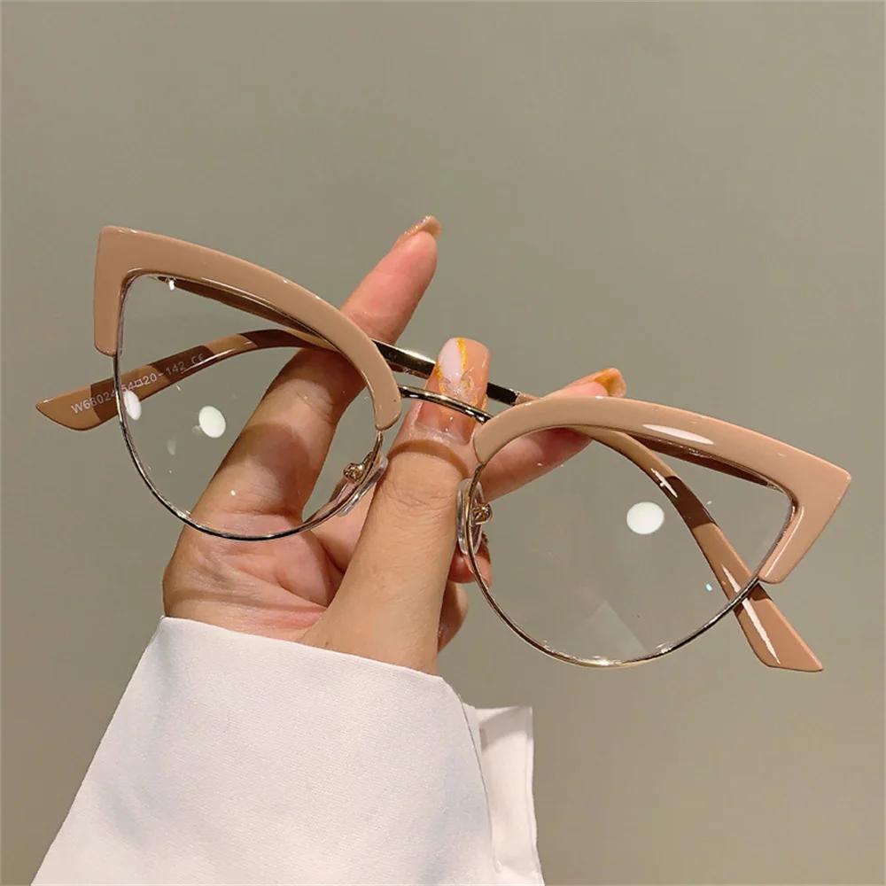 

Fashion New Vintage Cat Eye Glasses Frame New Stylish Metal Women Eyewear Trendy Brand Design Non-prescription Eyeglasses